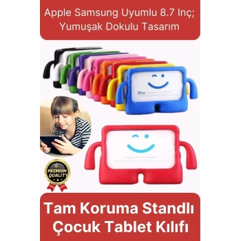 Kids Tutacaklı Apple Samsung Uyumlu 8.7 Inç Eğlenceli Karakterli Standlı Çocuk Tablet Kılıfı