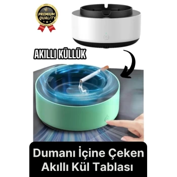 Premium Pratik Dekoratif Pilli Yıkanır Kötü Koku Engelleyen Dumanı İçine Çeken Akıllı Kül Tablası