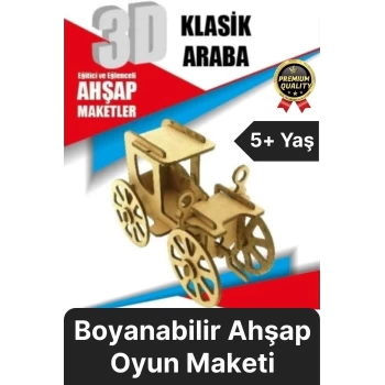Premium Çocuk Eğitici Öğretici Zeka Geliştirici Boyanabilir 3 Boyutlu Demonte Ahşap Oyun Maketi