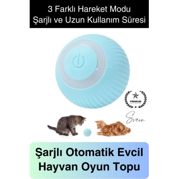 Akıllı İnteraktif Evcil Hayvan Oyuncağı Top Oynama Şarjlı Zıplayan Titreşimli Işıklı Kedi Köpek