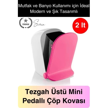 Yeni Nesil Tasarım Pedallı Masaüstü 2 lt Mutfak Banyo Çocuk Odası Çöp Kovası Pratik Tezgah Üstü