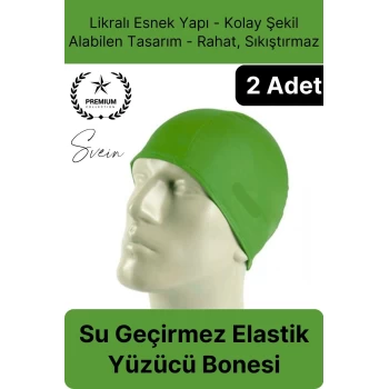 2li Her Saça Uygun Su Geçirmez Bez Bone Likralı Yüzücü Deniz Havuz Elastik Unisex Kulak Korumalı