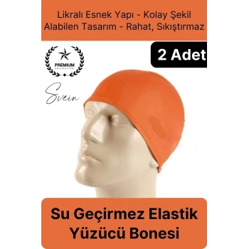 2li Her Saça Uygun Su Geçirmez Bez Bone Likralı Yüzücü Deniz Havuz Elastik Unisex Kulak Korumalı