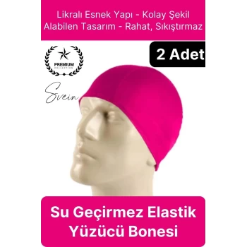 2li Her Saça Uygun Su Geçirmez Bez Bone Likralı Yüzücü Deniz Havuz Elastik Unisex Kulak Korumalı