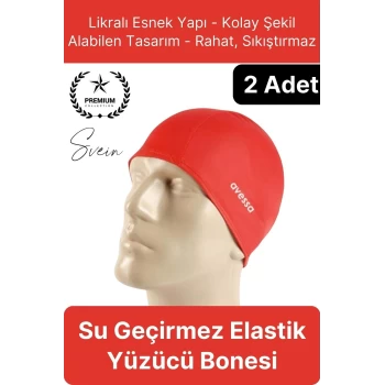 2li Her Saça Uygun Su Geçirmez Bez Bone Likralı Yüzücü Deniz Havuz Elastik Unisex Kulak Korumalı