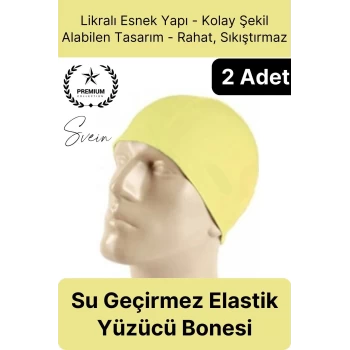 2li Her Saça Uygun Su Geçirmez Bez Bone Likralı Yüzücü Deniz Havuz Elastik Unisex Kulak Korumalı