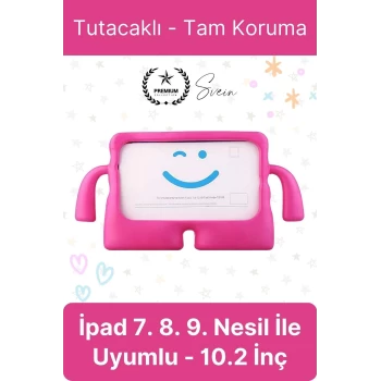 Dayanıklı Apple İpad 7. 8. 9. Nesil 10.2 İnç Uyumlu Çocuk İçin Ayaklı Tablet Kılıfı Koruyucu Silikon