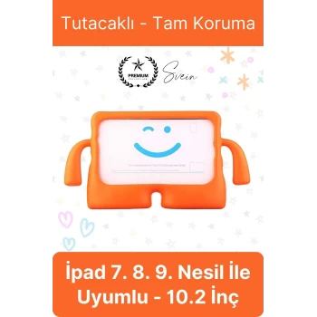 Dayanıklı Apple İpad 7. 8. 9. Nesil 10.2 İnç Uyumlu Çocuk İçin Ayaklı Tablet Kılıfı Koruyucu Silikon