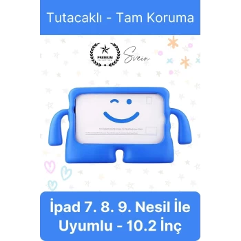 Dayanıklı Apple İpad 7. 8. 9. Nesil 10.2 İnç Uyumlu Çocuk İçin Ayaklı Tablet Kılıfı Koruyucu Silikon