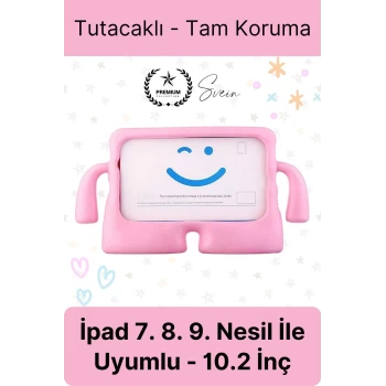 Dayanıklı Apple İpad 7. 8. 9. Nesil 10.2 İnç Uyumlu Çocuk İçin Ayaklı Tablet Kılıfı Koruyucu Silikon