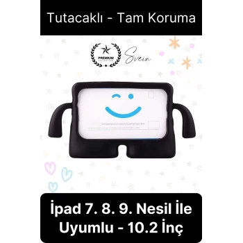 Dayanıklı Apple İpad 7. 8. 9. Nesil 10.2 İnç Uyumlu Çocuk İçin Ayaklı Tablet Kılıfı Koruyucu Silikon