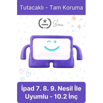 Dayanıklı Apple İpad 7. 8. 9. Nesil 10.2 İnç Uyumlu Çocuk İçin Ayaklı Tablet Kılıfı Koruyucu Silikon