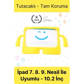 Dayanıklı Apple İpad 7. 8. 9. Nesil 10.2 İnç Uyumlu Çocuk İçin Ayaklı Tablet Kılıfı Koruyucu Silikon