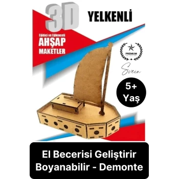 Özel Üretim 3 Boyutlu Minyatür Ham Ahşap Maket Boyanabilir Eğitici Öğretici Motor Beceri Hobi Oyun
