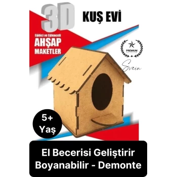 Özel Üretim 3 Boyutlu Minyatür Ham Ahşap Maket Boyanabilir Eğitici Öğretici Motor Beceri Hobi Oyun
