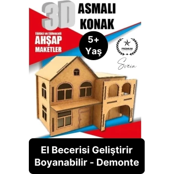 Özel Üretim 3 Boyutlu Minyatür Ham Ahşap Maket Boyanabilir Eğitici Öğretici Motor Beceri Hobi Oyun