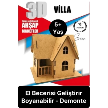 Özel Üretim 3 Boyutlu Minyatür Ham Ahşap Maket Boyanabilir Eğitici Öğretici Motor Beceri Hobi Oyun