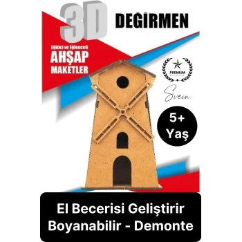 Özel Üretim 3 Boyutlu Minyatür Ham Ahşap Maket Boyanabilir Eğitici Öğretici Motor Beceri Hobi Oyun