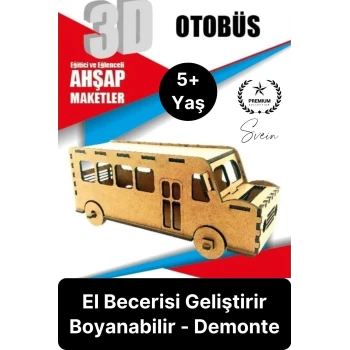 Özel Üretim 3 Boyutlu Minyatür Ham Ahşap Maket Boyanabilir Eğitici Öğretici Motor Beceri Hobi Oyun