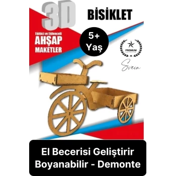 Özel Üretim 3 Boyutlu Minyatür Ham Ahşap Maket Boyanabilir Eğitici Öğretici Motor Beceri Hobi Oyun