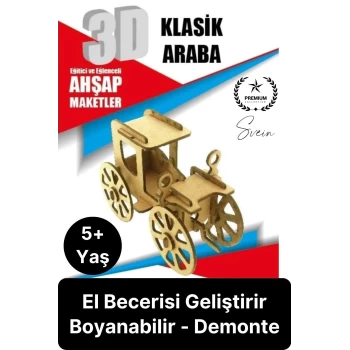 Özel Üretim 3 Boyutlu Minyatür Ham Ahşap Maket Boyanabilir Eğitici Öğretici Motor Beceri Hobi Oyun