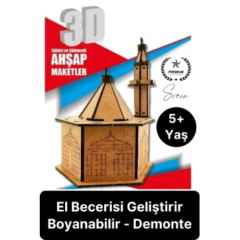 Özel Üretim 3 Boyutlu Minyatür Ham Ahşap Maket Boyanabilir Eğitici Öğretici Motor Beceri Hobi Oyun