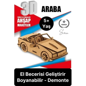Özel Üretim 3 Boyutlu Minyatür Ham Ahşap Maket Boyanabilir Eğitici Öğretici Motor Beceri Hobi Oyun