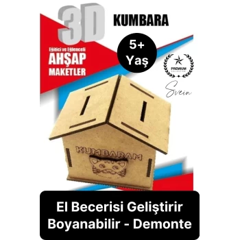 Özel Üretim 3 Boyutlu Minyatür Ham Ahşap Maket Boyanabilir Eğitici Öğretici Motor Beceri Hobi Oyun