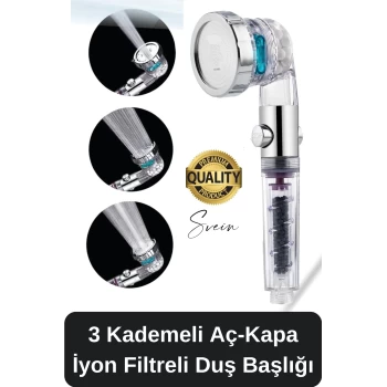 Boncuklu Özel Filtreli Arıtmalı Tazyikli Kireç Önleyici Su Tasarruflu Duş Başlığı 06026