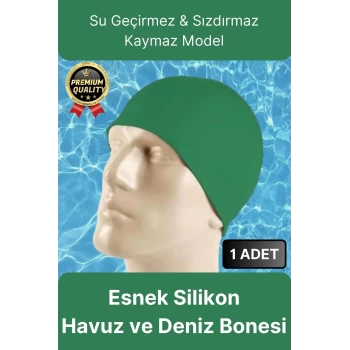 Premium Su Geçirmez Sızdırmaz Kaymaz Elastik Yüzme Şapkası Kaliteli Silikon Deniz Havuz Yüzme Bonesi