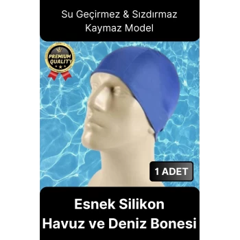 Premium Su Geçirmez Sızdırmaz Kaymaz Elastik Yüzme Şapkası Kaliteli Silikon Deniz Havuz Yüzme Bonesi