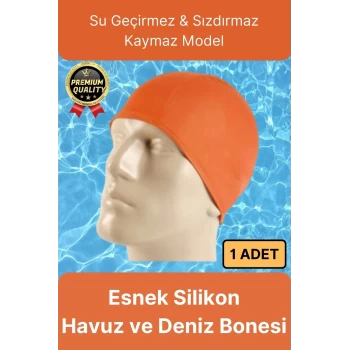 Premium Su Geçirmez Sızdırmaz Kaymaz Elastik Yüzme Şapkası Kaliteli Silikon Deniz Havuz Yüzme Bonesi