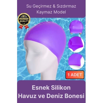 Premium Su Geçirmez Sızdırmaz Kaymaz Elastik Yüzme Şapkası Kaliteli Silikon Deniz Havuz Yüzme Bonesi