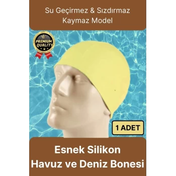 Premium Su Geçirmez Sızdırmaz Kaymaz Elastik Yüzme Şapkası Kaliteli Silikon Deniz Havuz Yüzme Bonesi