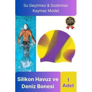 Premium Su Geçirmez Sızdırmaz Kaymaz Elastik Yüzme Şapkası Kaliteli Silikon Deniz Havuz Yüzme Bonesi