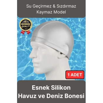 Premium Su Geçirmez Sızdırmaz Kaymaz Elastik Yüzme Şapkası Kaliteli Silikon Deniz Havuz Yüzme Bonesi
