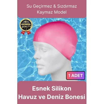Premium Su Geçirmez Sızdırmaz Kaymaz Elastik Yüzme Şapkası Kaliteli Silikon Deniz Havuz Yüzme Bonesi