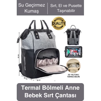 Premium Yeni Sezon Anne Bebek Sırt Çantası Çok Gözlü Termal Biberon Hazneli Askılı Büyük Geniş Rahat