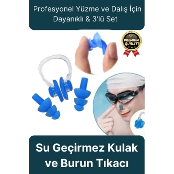 Profesyonel Elastik Silikon Kutulu Yüzme Dalış Uyku için Su Geçirmez Kulak ve Burun Klipsi Tıkacı
