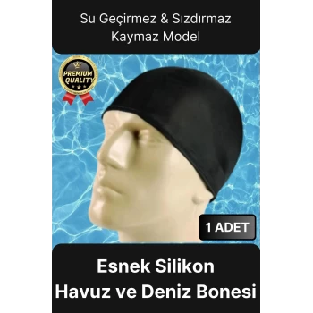 Su Geçirmez Sızdırmaz Kaymaz Elastik Yüzme Şapkası Kaliteli Silikon Deniz Havuz Yüzme Bonesi