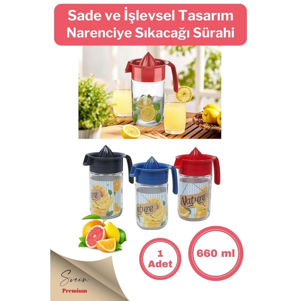 Titiz Pratik Narenciye Portakal Sıkacağı Manuel Cam Hazneli Sürahi Karaf 660 Ml