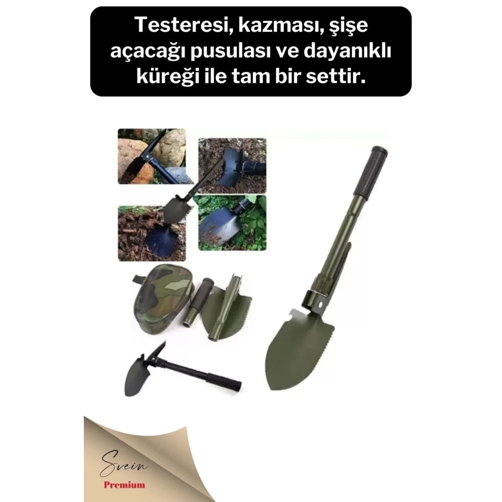 Profesyonel Çelik Katlanır Taşınabilir Pratik Kamp Kazma Kürek Ve Kesme Aleti Seti Orcamp Kazkürkes