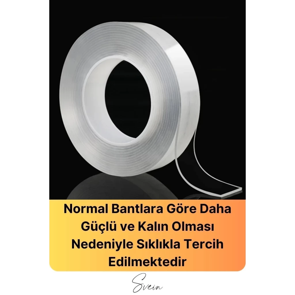 Ekstra Güçlü Çift Taraflı Bant İz Bırakmaz Şeffaf Çok Amaçlı Tamir Silikon Montaj Bandı 18mm X 2mt