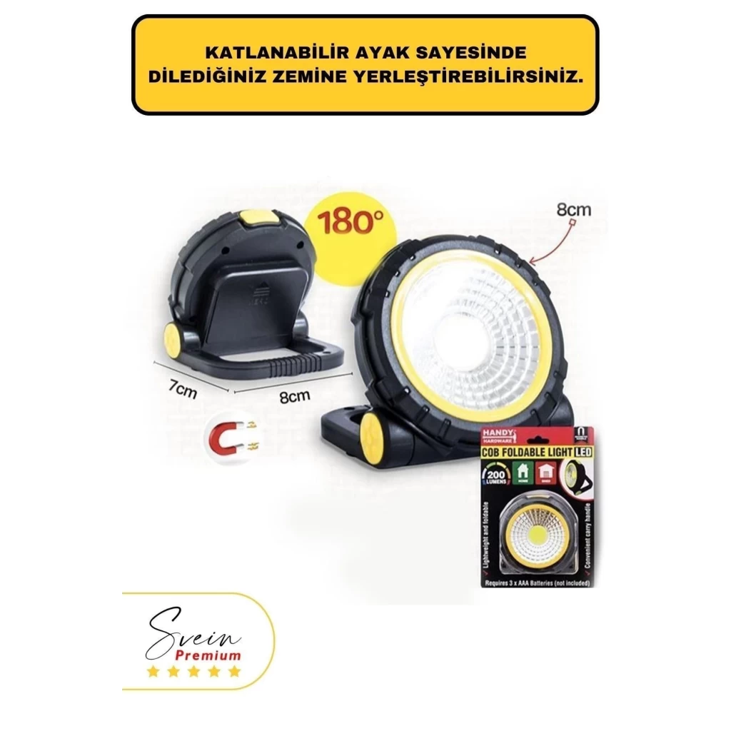 Taşınabilir Cep Boy Pilli Mıknatıslı Katlanır Ayaklı Kamp Bahçe Ev Için Mini Cob Projektör Led Işık