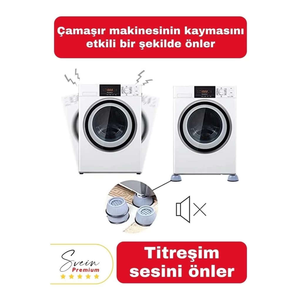 Gürültü Engelleyici ve Kaymaz Titreşim Önleyici Kauçuk Ayak Pedleri Çamaşır Makinesi Stoper 4lü