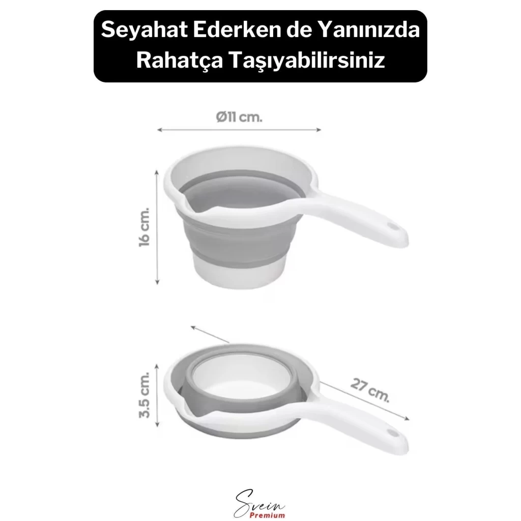Pratik Premium Katlanır Sert Plastik Koçero Maşrapa Su Kovası Bulaşık Yıkama Leğeni 1200 ml