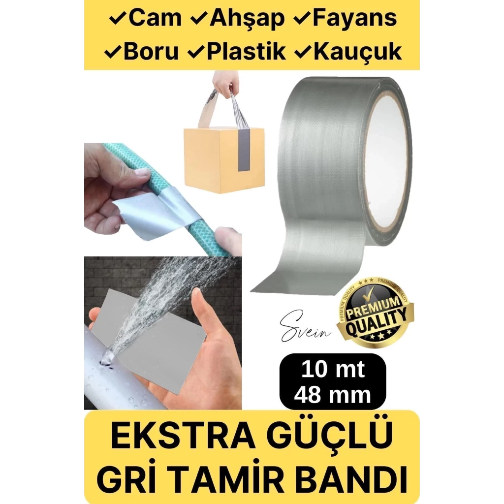 Çok Amaçlı Su Geçirmez Sızdırmaz Dayanıklı Izole Gri Tamir Bandı 48 Mm 10 Mt 1 Adet