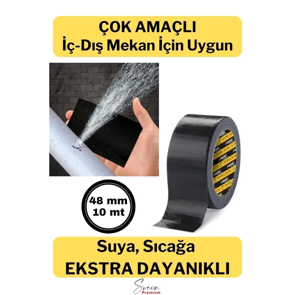 Çok Amaçlı Su Geçirmez Sızdırmaz Dayanıklı Boru Çatlak Onarım Izolasyon Siyah Tamir Bandı 48mm 10mt