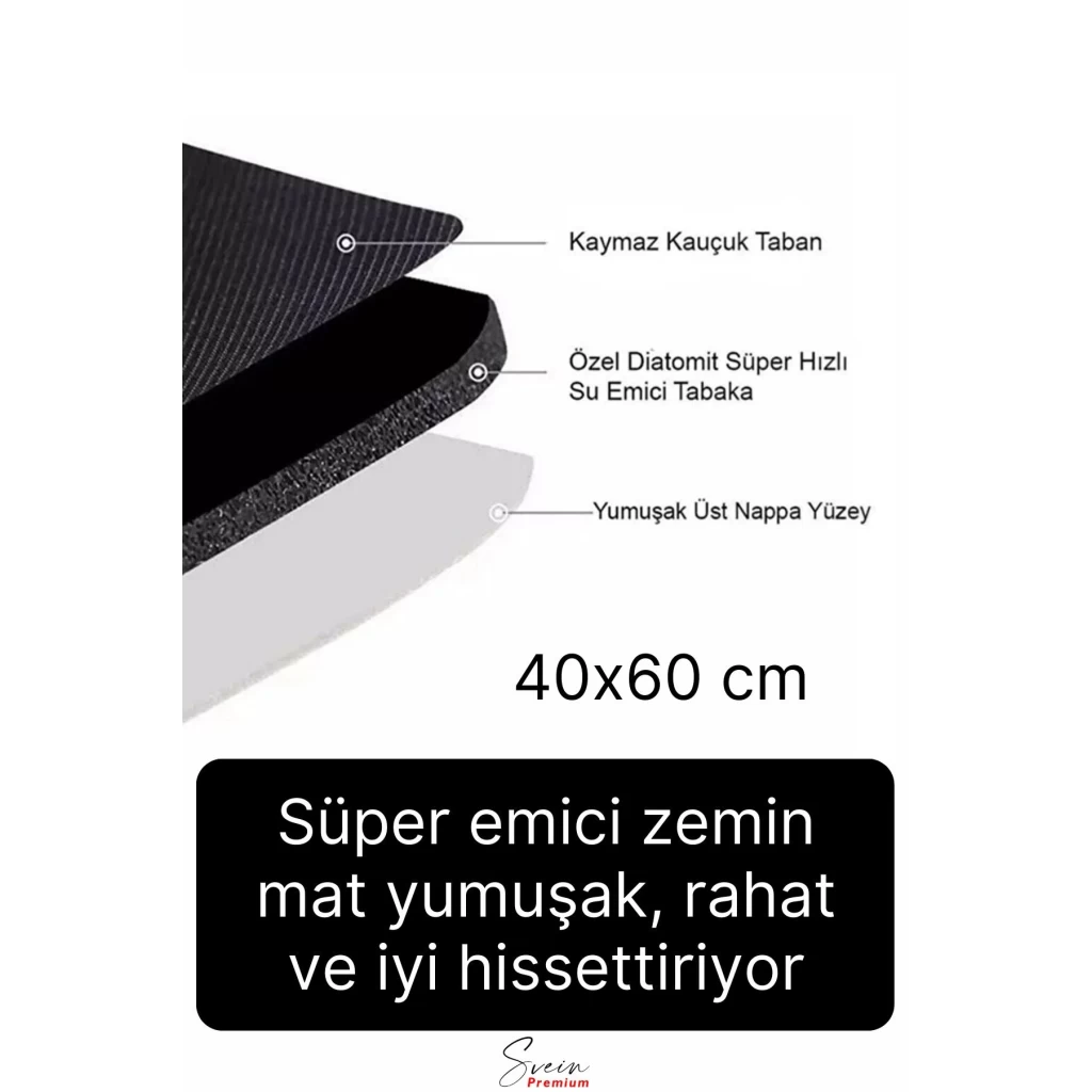 Sihirli Su Emici Kaymaz Tabanlı Kolay Temizlenir Dayanıklı Pürüzsüz Yumuşak Abdest Banyo Paspası