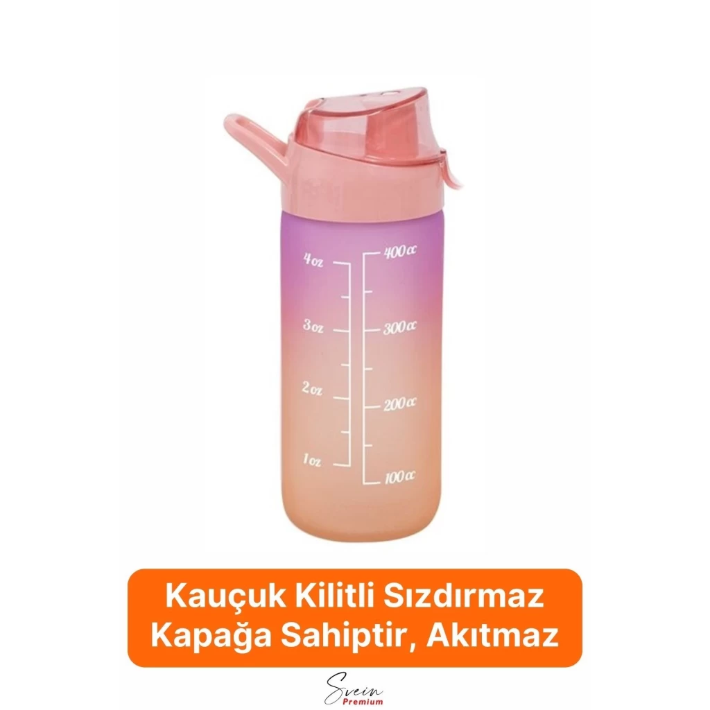 Motivasyonel Cam Su Şişesi Çift Renkli Kapaklı Sızdırmaz Akıtmaz Sporcu Suluk Bpa İçermez 500 ml